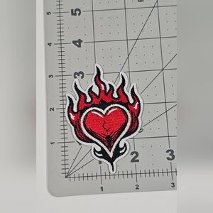 Flaming Heart Iron On Patch Embroidered Applique Patches Sew on